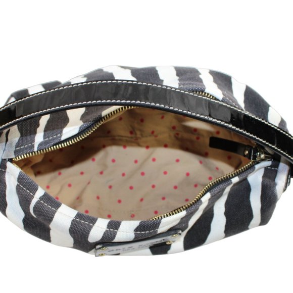 Kate Spade Fisher Island Black & White Zebra Print Canvas Shoulder Satch… - Picture 9 of 9
